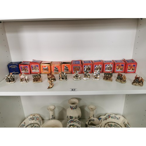 57 - Qty 11x boxed David Winter cottages - Small Christmas ornaments along with 1x small mouse figure. Al... 