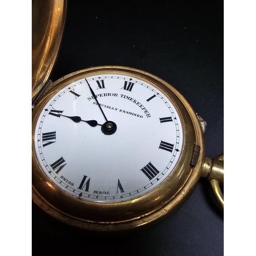 206 - A good vintage mechanical half hunter pocket watch by remontoir featuring a clean dial, watch has be... 