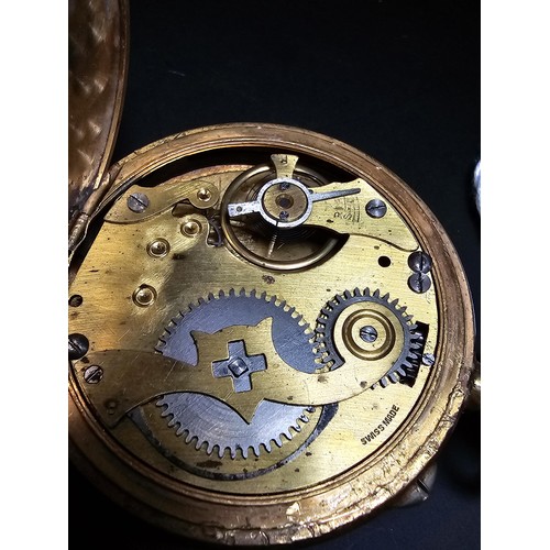 206 - A good vintage mechanical half hunter pocket watch by remontoir featuring a clean dial, watch has be... 