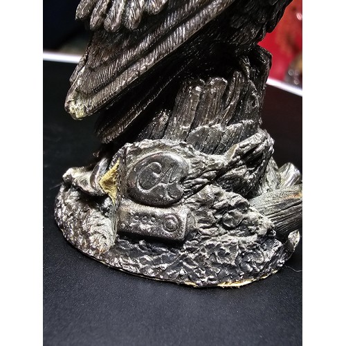 121 - A country artist hallmarked silver filled owl figure presenting excellent detail, dated 1989 and sig... 