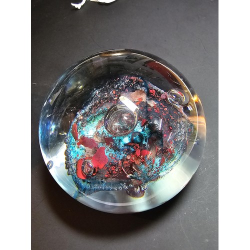 122 - A collection of 4 good named art glass paperweights to include a good Kerry glass paperweight with a... 