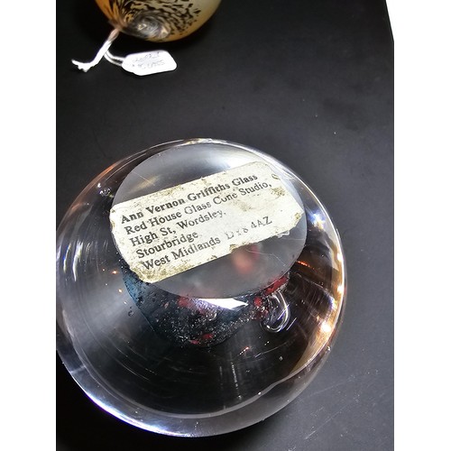 122 - A collection of 4 good named art glass paperweights to include a good Kerry glass paperweight with a... 