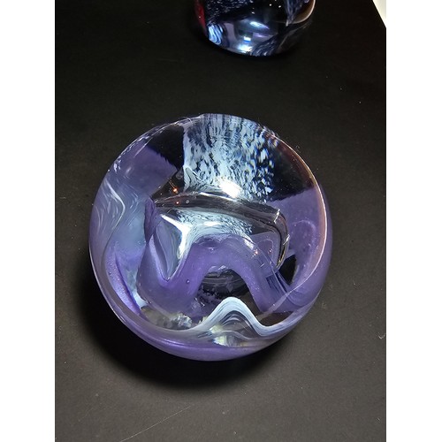 122 - A collection of 4 good named art glass paperweights to include a good Kerry glass paperweight with a... 