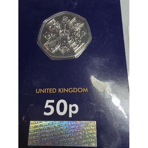 124 - 2x new and sealed change checker coins to include a £5 coin and a 50p coin both dated 2022 and both ... 