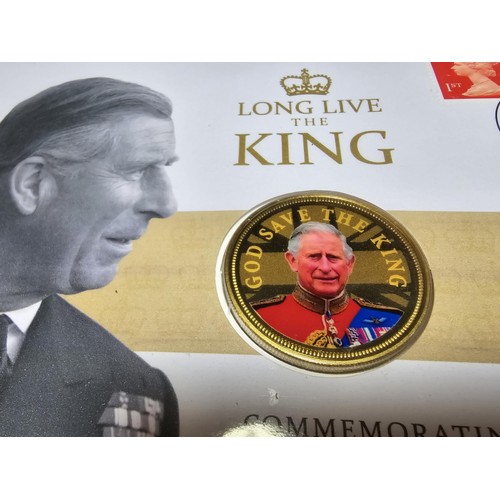 127 - 2x stamped coin covers to include Jubilee mint 70th anniversary of the Queens Coronation silver plat... 