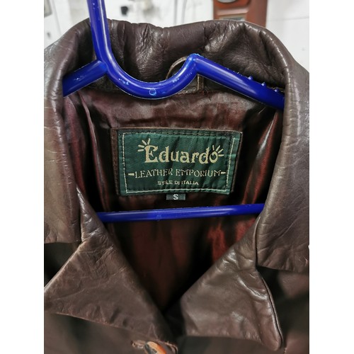 82 - Eduardo brown leather jacket (size small) along with JFW leather black leather jacket (size 12). Bot... 