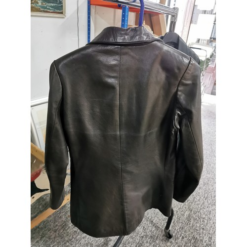 82 - Eduardo brown leather jacket (size small) along with JFW leather black leather jacket (size 12). Bot... 