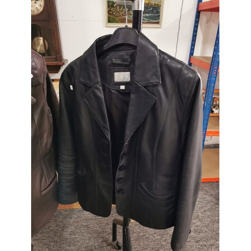 82 - Eduardo brown leather jacket (size small) along with JFW leather black leather jacket (size 12). Bot... 