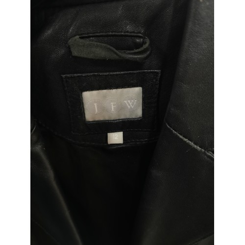 82 - Eduardo brown leather jacket (size small) along with JFW leather black leather jacket (size 12). Bot... 