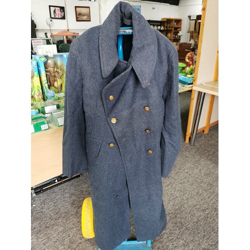 84 - Military RAF blue coat with RAF buttons (size 12) along with military duffle coat (size 1).