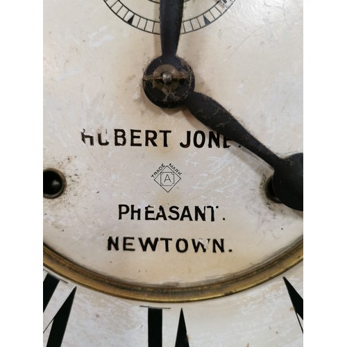 89 - Antique mahogany drop dial wall clock by Ansonia Clock Co. Local Interest - marked Robert Jones Phea... 