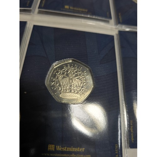 131 - The Westminster collection The Long to reign over us 50p coin collection complete with its collector... 