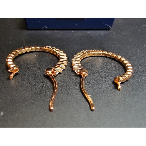 143 - Unused Rose Gold plated 925 silver hoop earrings inset with sparkly crystal cz stones, marked S925, ... 