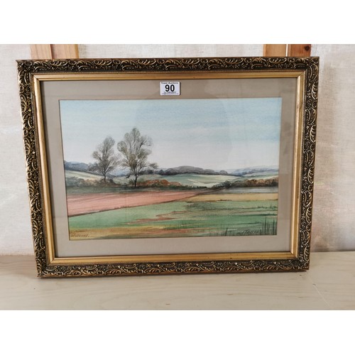 90 - Original gilt framed and glazed watercolour signed by artist Tom Taylor, titled Wiltshire. Beautiful... 