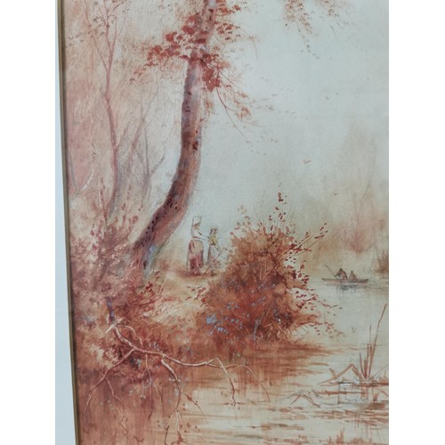 92 - 2x frame and glazed prints of autumnal river/ woodland scene, both would match up well, in matching ... 