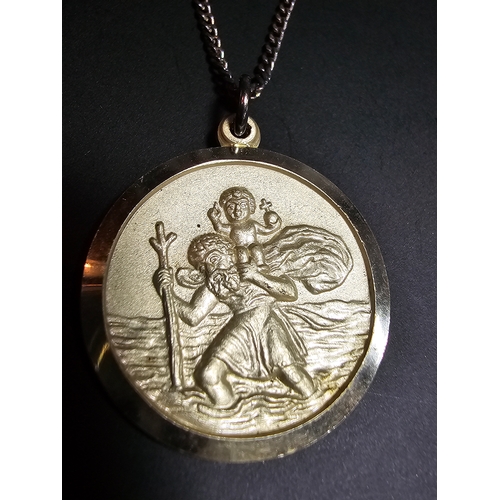 164 - A Good 925 Silver large St Christopher pendant set on a long 22