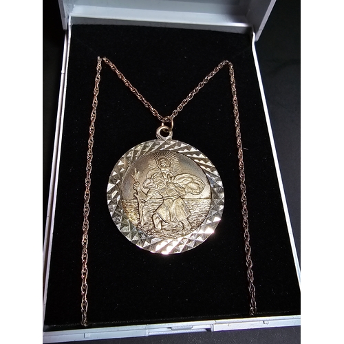 165 - A Good 925 Silver large St Christopher pendant set on an 18