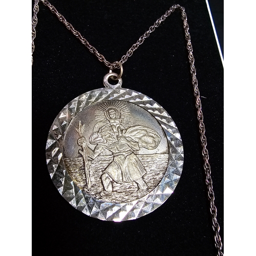 165 - A Good 925 Silver large St Christopher pendant set on an 18