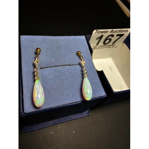 167 - Stunning pair of as new unused 925 silver statement earrings with opal drops which features excellen... 