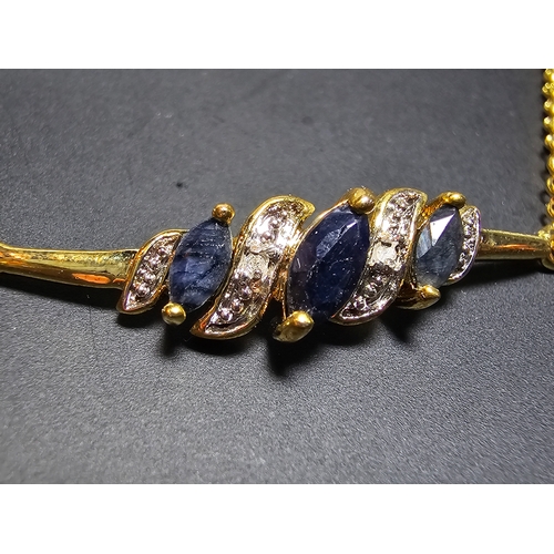 180 - As New gold plated bracelet inset with real sapphire stones, along with an as new 14ct rolled gold n... 