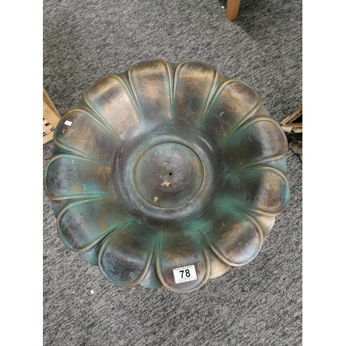 78 - Good quality resin bronze effect garden flower urn or bird bath. The height is 55cm, diameter is 52c... 