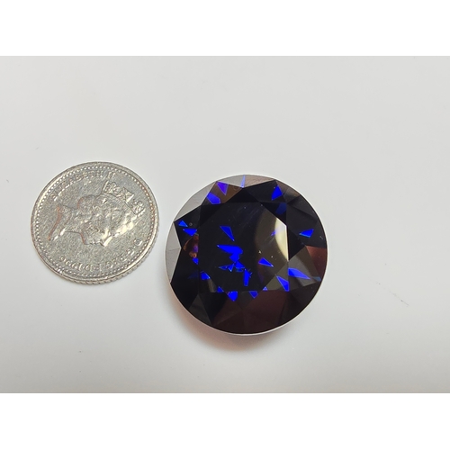 230 - A stunning very rare and large 30ct Royal Blue Moissanite Diamond with a diameter of 20mm with full ... 