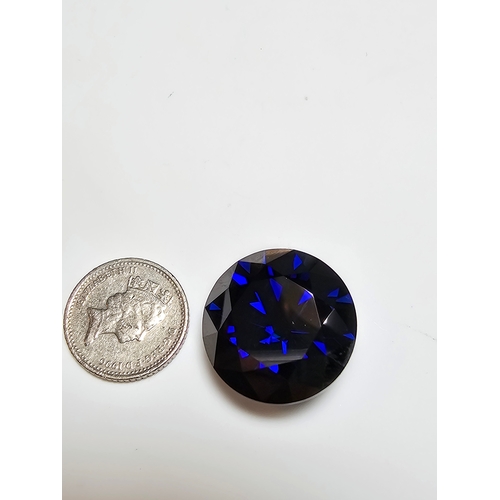 230 - A stunning very rare and large 30ct Royal Blue Moissanite Diamond with a diameter of 20mm with full ... 