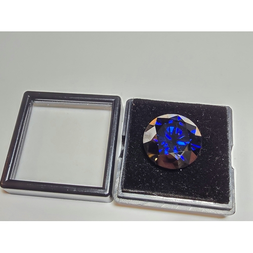 230 - A stunning very rare and large 30ct Royal Blue Moissanite Diamond with a diameter of 20mm with full ... 