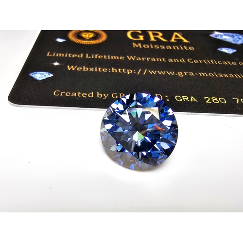 232 - A stunning rare and large 10ct Light Royal Blue Moissanite Diamond with a diameter of 14mm with full... 