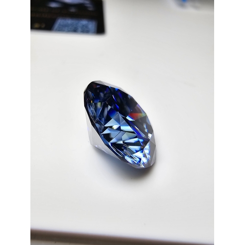 232 - A stunning rare and large 10ct Light Royal Blue Moissanite Diamond with a diameter of 14mm with full... 