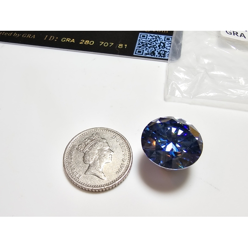 232 - A stunning rare and large 10ct Light Royal Blue Moissanite Diamond with a diameter of 14mm with full... 