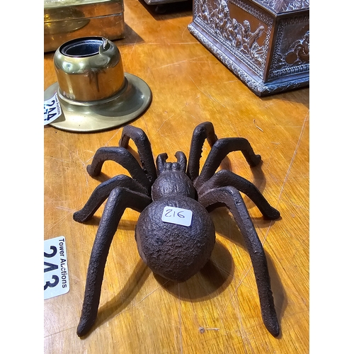 243 - A good quality cast iron spider / tarantula figure which can be freestanding or wall hanging. Width ... 