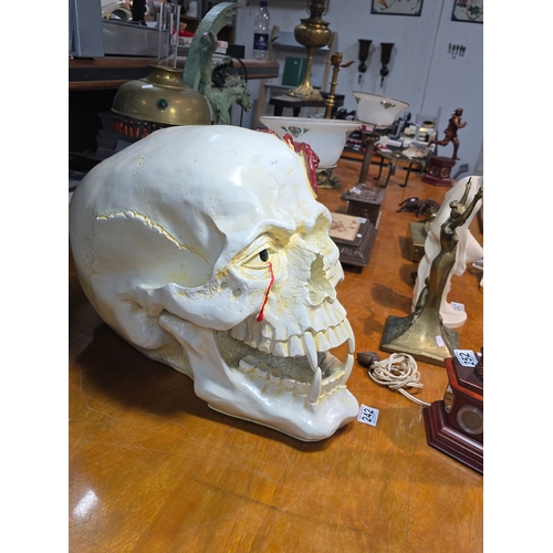 242 - Very Large and Impressive Painted Fibreglass Skull Ornament featuring a scorpion to the top of the s... 