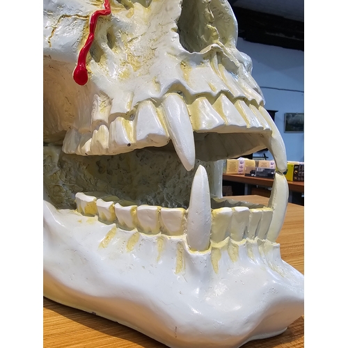 242 - Very Large and Impressive Painted Fibreglass Skull Ornament featuring a scorpion to the top of the s... 