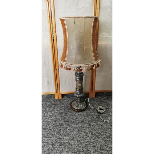 349 - Impressive large vintage Islamic table lamp featuring an ornate metal embossed Islamic design comple... 