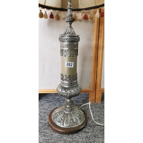 349 - Impressive large vintage Islamic table lamp featuring an ornate metal embossed Islamic design comple... 