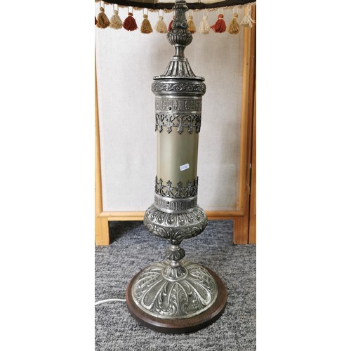 349 - Impressive large vintage Islamic table lamp featuring an ornate metal embossed Islamic design comple... 