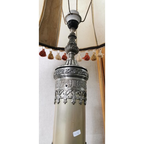 349 - Impressive large vintage Islamic table lamp featuring an ornate metal embossed Islamic design comple... 