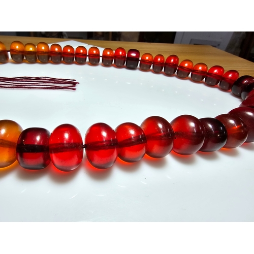 187 - Good Vintage Very Large and Impressive Bakelite Amber Beaded Necklace, which are heavy having a tota... 