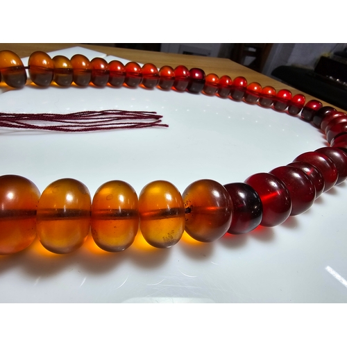 187 - Good Vintage Very Large and Impressive Bakelite Amber Beaded Necklace, which are heavy having a tota... 