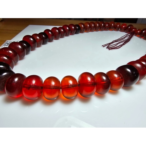 187 - Good Vintage Very Large and Impressive Bakelite Amber Beaded Necklace, which are heavy having a tota... 