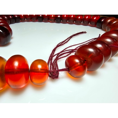 187 - Good Vintage Very Large and Impressive Bakelite Amber Beaded Necklace, which are heavy having a tota... 