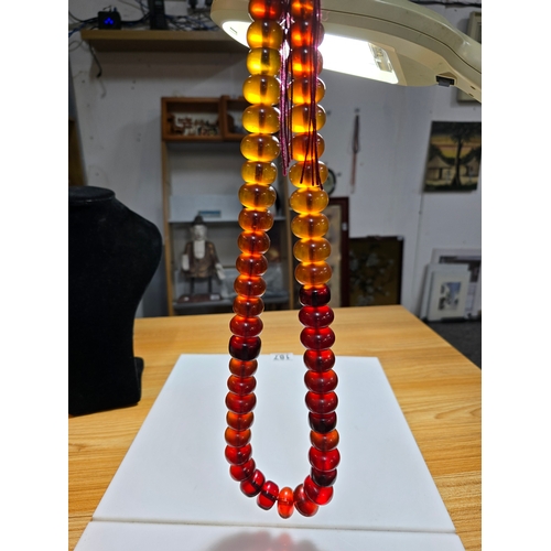 187 - Good Vintage Very Large and Impressive Bakelite Amber Beaded Necklace, which are heavy having a tota... 