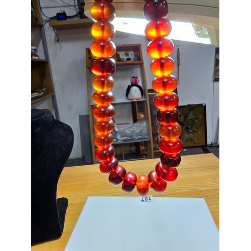 187 - Good Vintage Very Large and Impressive Bakelite Amber Beaded Necklace, which are heavy having a tota... 