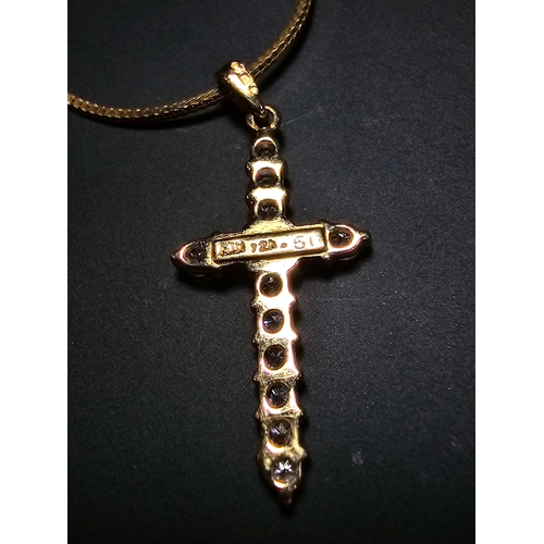 299 - Pretty Fine Quality 18ct Yellow Gold 0.5ct Diamond Encrusted Cross Pendant on a 9ct yellow gold 16 i... 