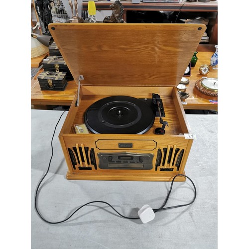 11 - A Classic reproduction record player hifi system, complete with CD, cassette and turntable. Appears ... 