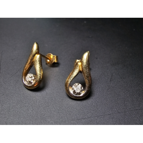 302 - Pair of 9ct yellow gold stud earrings both inset with a real diamond, in good clean condition comple... 