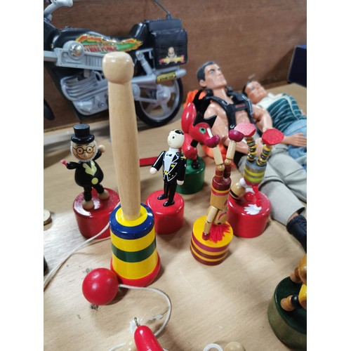 17 - Collection of various collectable toys to include Action Man figure and one similar, articulated woo... 