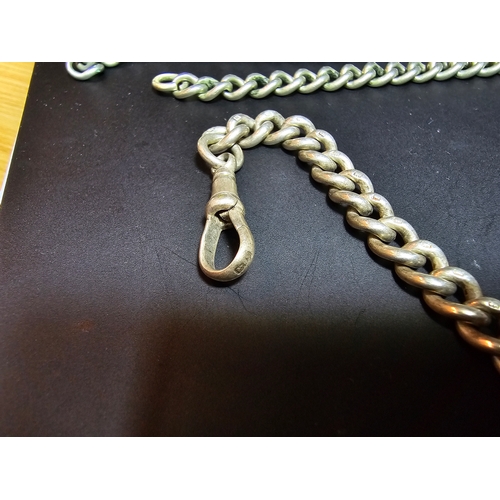 293 - Large qty of various pocket watch chains, which includes a good hallmarked sterling silver double al... 