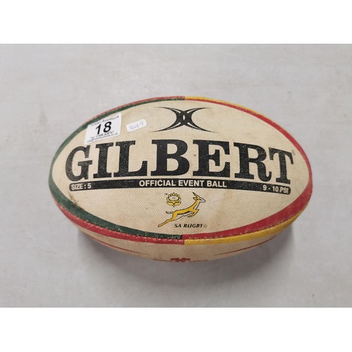 18 - Gilbert match played rugby ball (Size 5) - Wales & South Africa. Dates late 1990s.